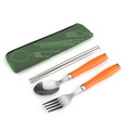 Blank Spoon Chopsticks Fork Set with Plastic Handle, 8 1/2"L x 2 1/2"W